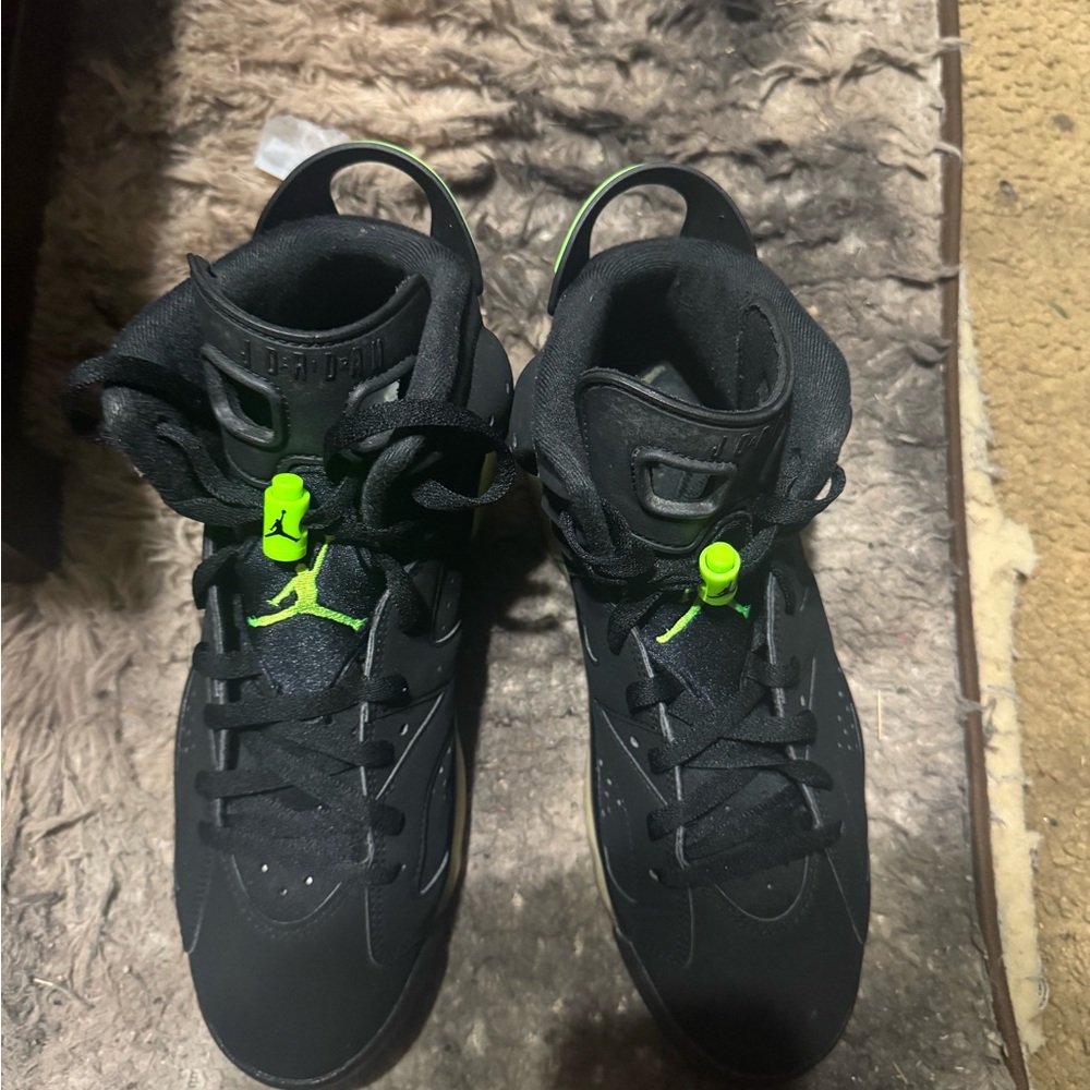 Jordan Athletic Shoes Black and Neon Green
